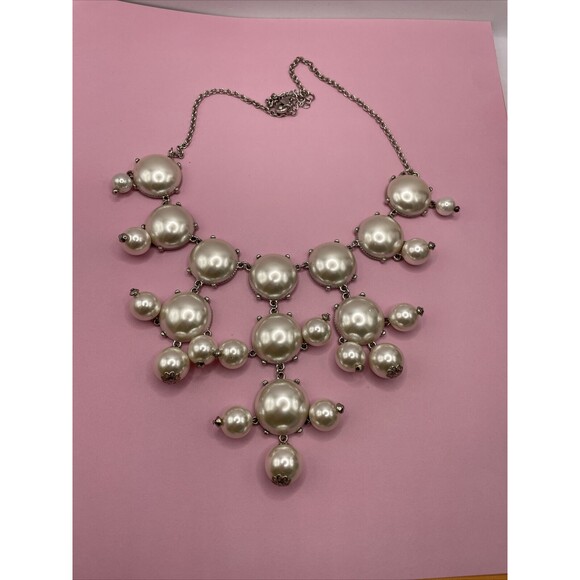 Faux Pearl Statement Necklace Bubble Necklace Glam - Picture 2 of 7